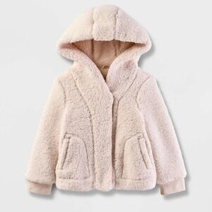 Baby Girls' Cat & Jack Faux Shearling Jacket Cream 18M New With Tags